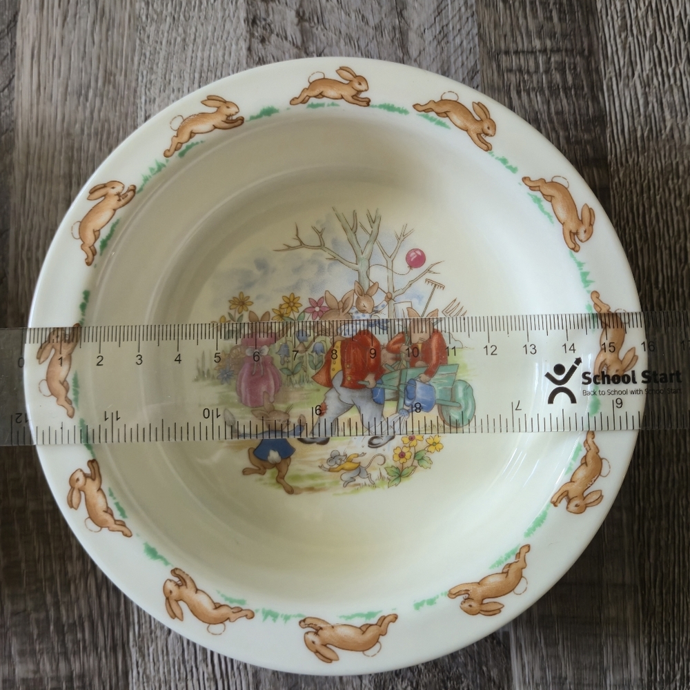 Royal Doulton Bunnykins Bowls Set 2 Vintage Fine Bone China English Kids 1980s - Picture 13 of 16